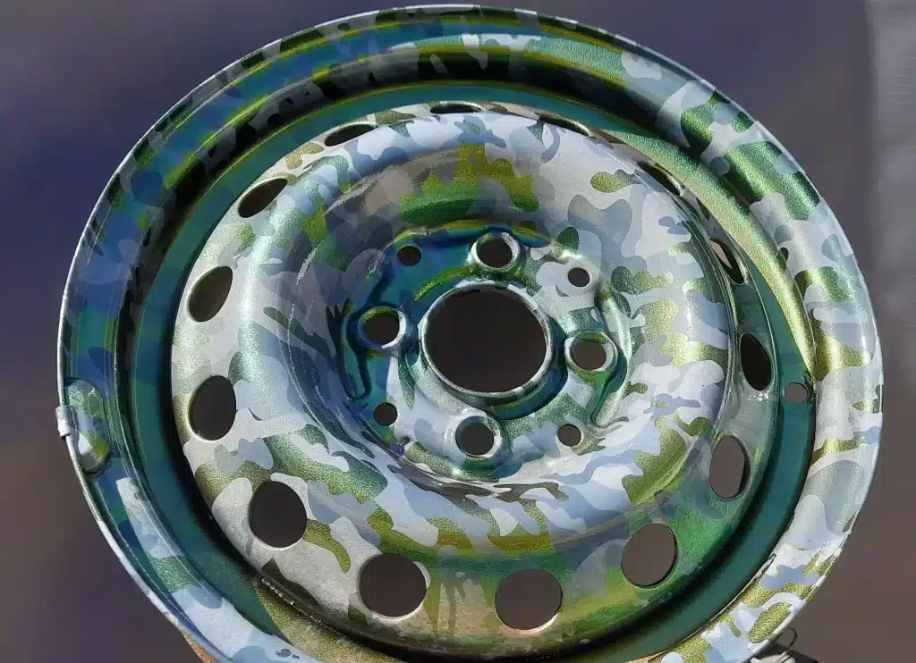 roda ferro camaleão pintura hidrografica